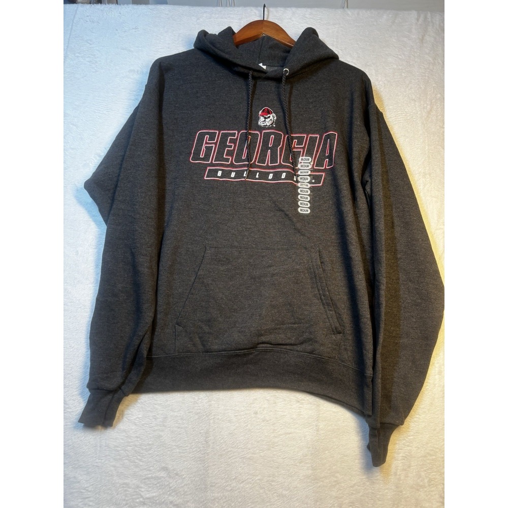 NWT University of Georgia Bulldogs Hoodie Hanes Gray Medium Football NCAA‎